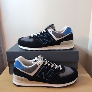New Balance 574 Black Blue Agate U574QRB Men Size 12